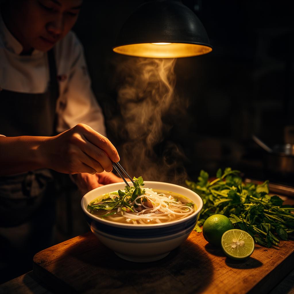 Chef crafting a bowl of Vietnamese pho at PhoWok Oak Hill Austin 78735